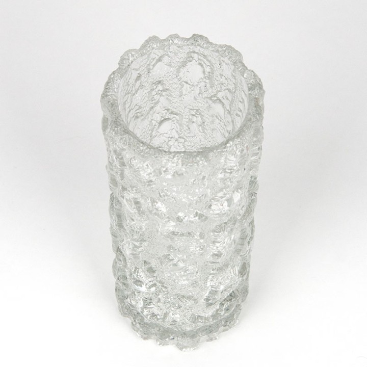 Vintage glass vase with bark texture