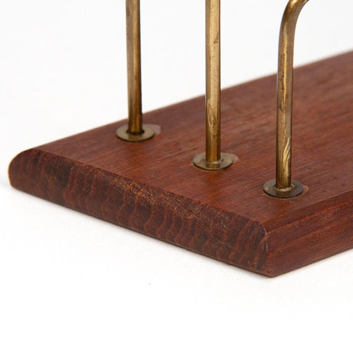 Teak/ messing Deense vintage briefhouder