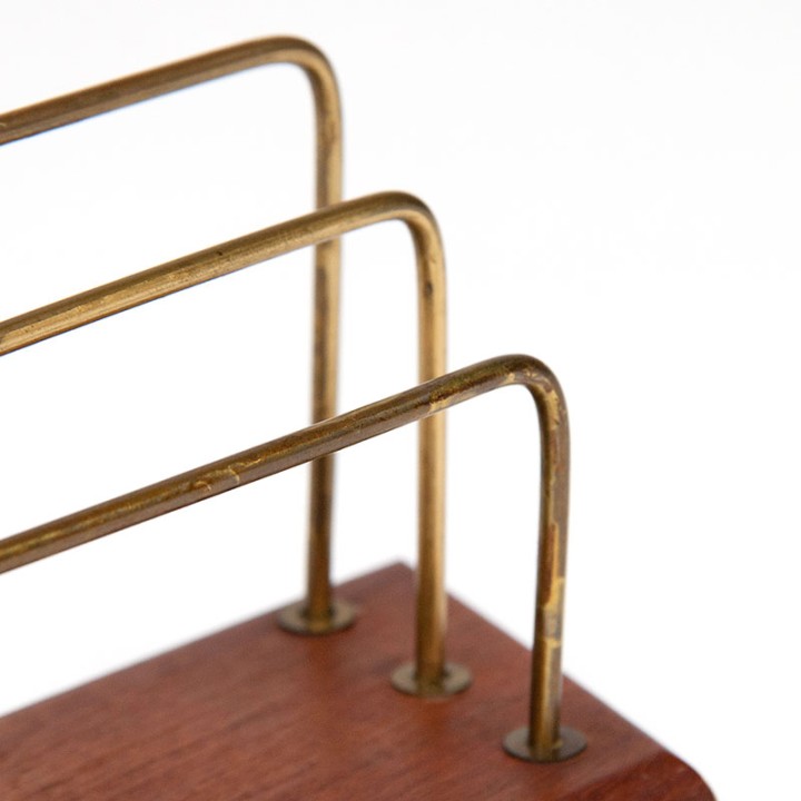 Teak/ messing Deense vintage briefhouder