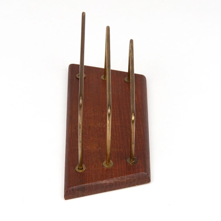 Teak/brass Danish vintage letter holder