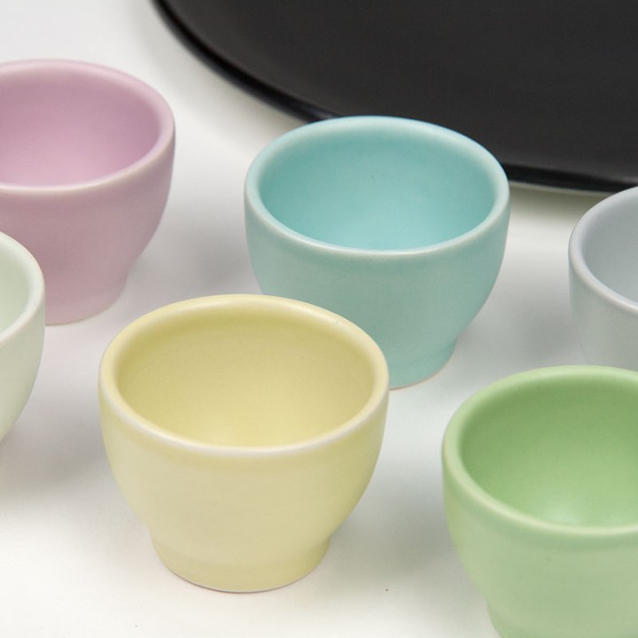 Royal Goedewaagen aardewerk vintage eierset in pastel kleuren