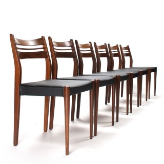 Teakhouten set van 6 Mid-Century eettafel stoelen