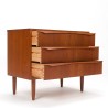 Teakhouten Mid-Century ladekast met 3 lades uit Denemarken
