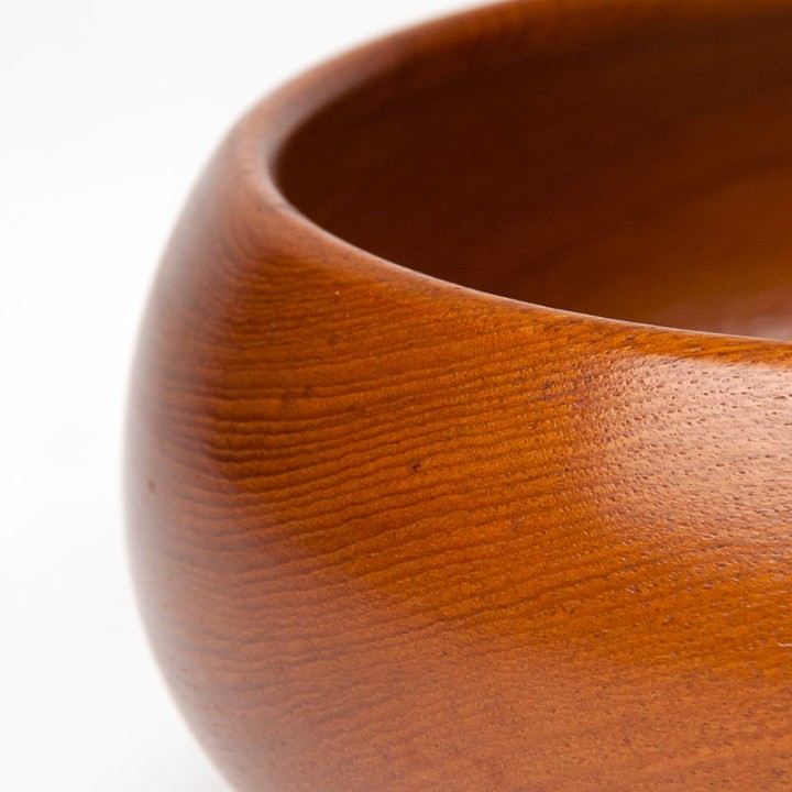 Round vintage teak serving bowl