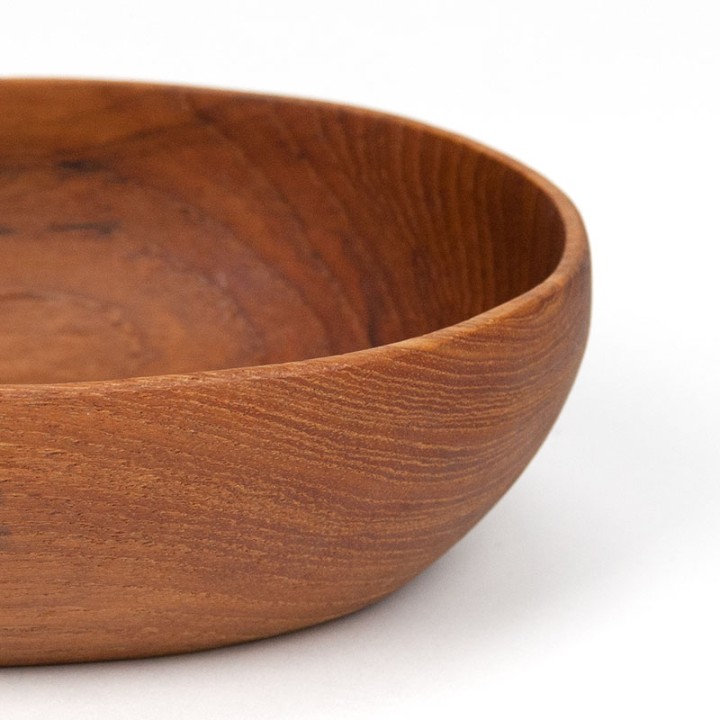 Oval vintage teak small serving bowl