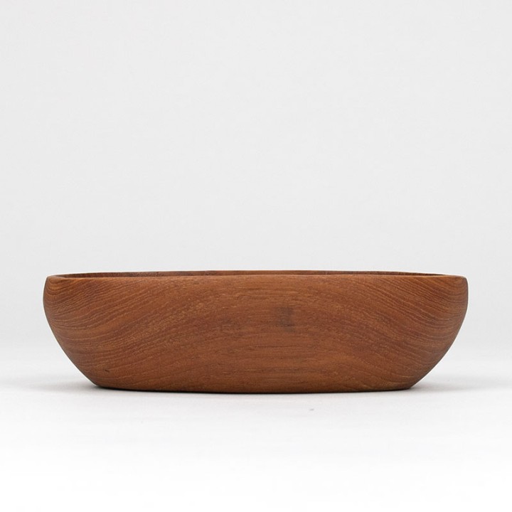 Oval vintage teak small serving bowl