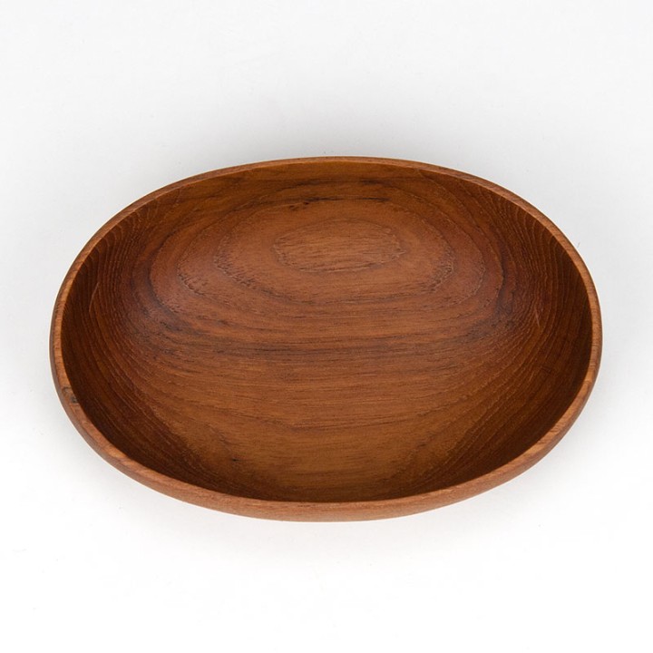 Oval vintage teak small serving bowl