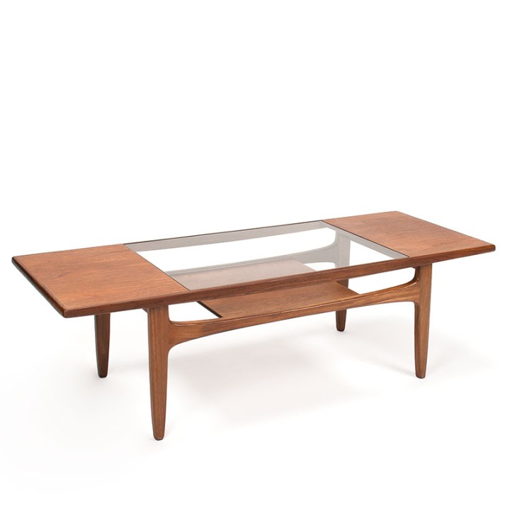 Mid-Century Gplan salontafel in teak met glas