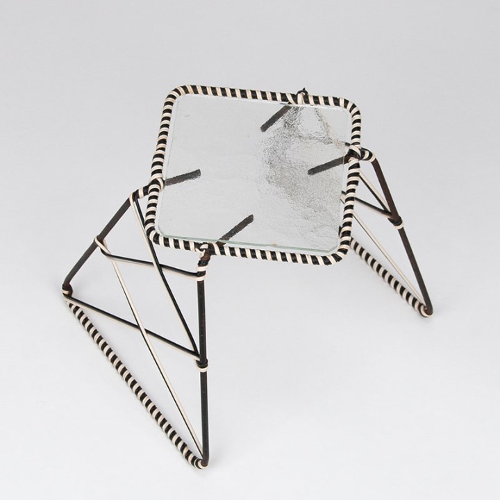 Small model 1950s vintage plant stand with a glass top