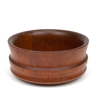 Mid-Century Deense serveerschaal rond model in teak