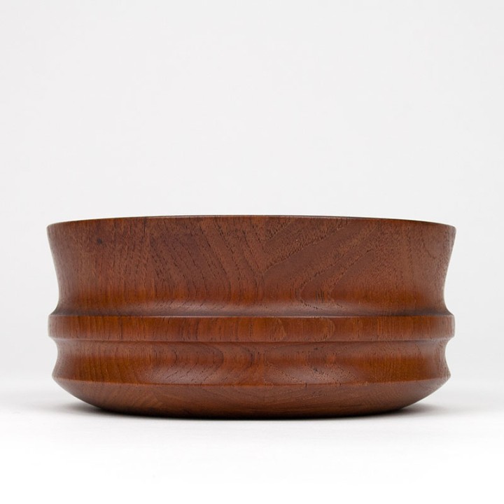 Mid-Century Deense serveerschaal rond model in teak