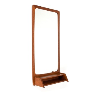 Mid-Century Deense spiegel met open vakje in teak