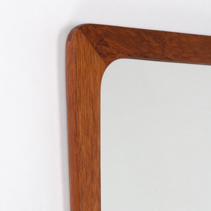 Mid-century Danish teak mirror with an open shelf