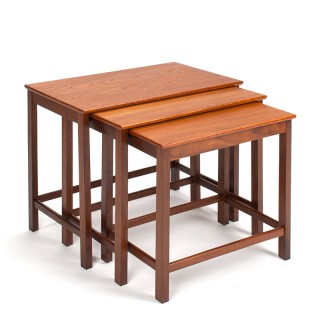 Deense teakhouten set van 3 Mid-Century nesttafels