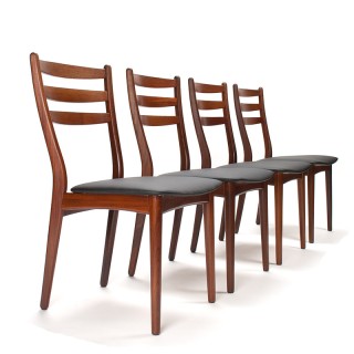 Teakhouten set Mid-Century stoelen met hoge rugleuning