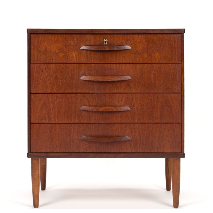 Mid-Century teakhouten ladekast met 4 ruime lades