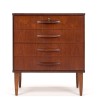 Mid-Century teakhouten ladekast met 4 ruime lades