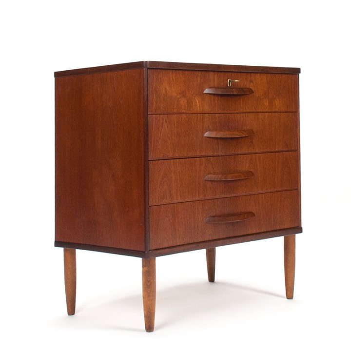 Mid-Century teakhouten ladekast met 4 ruime lades