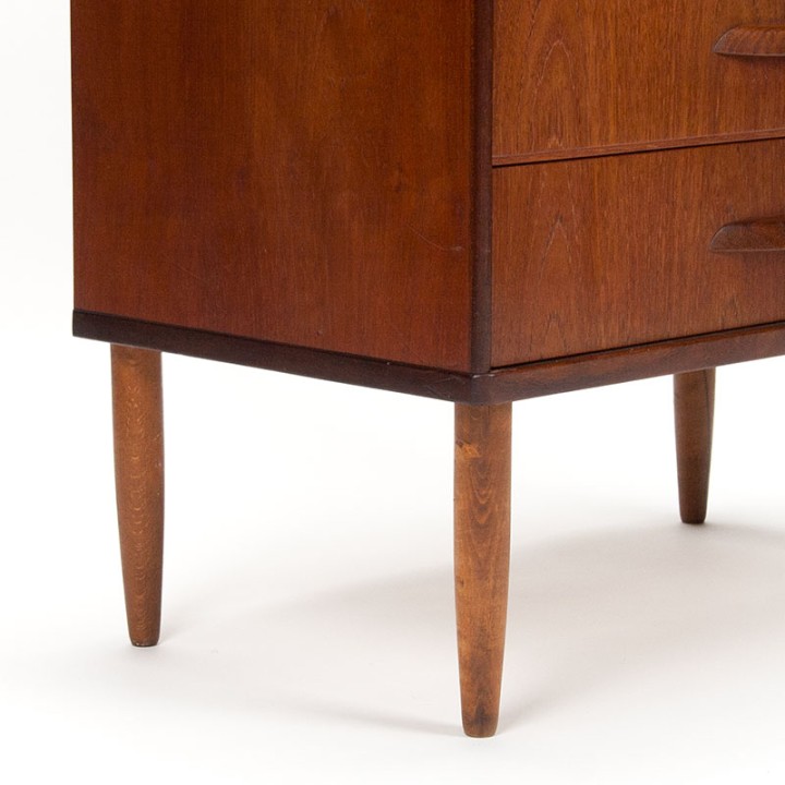 Mid-Century teakhouten ladekast met 4 ruime lades