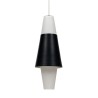 Mid-century opaline glass pendant lamp with black metal detail