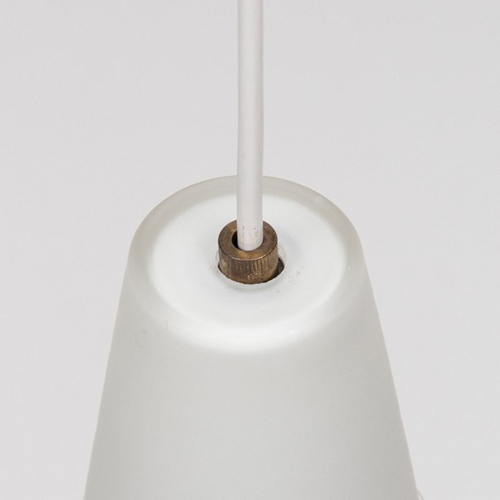 Mid-century opaline glass pendant lamp with black metal detail