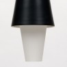 Opaline glazen Mid-Century hanglamp met zwart metalen detail