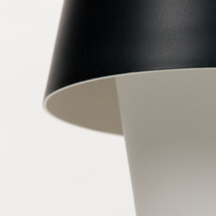 Mid-century opaline glass pendant lamp with black metal detail