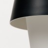 Mid-century opaline glass pendant lamp with black metal detail