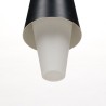 Mid-century opaline glass pendant lamp with black metal detail