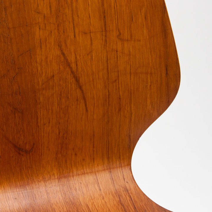 Deense vintage schoolstoel in teak met chrome