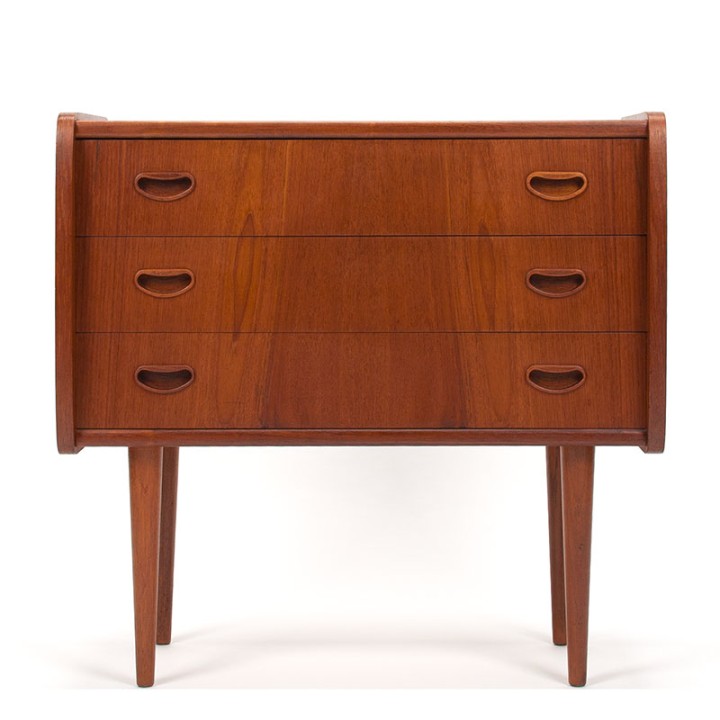 Teakhouten vintage Deense ladekast met ronde vorm