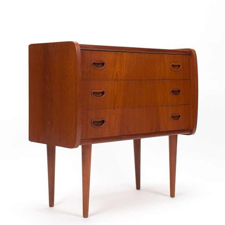 Teakhouten vintage Deense ladekast met ronde vorm