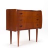Teakhouten vintage Deense ladekast met ronde vorm