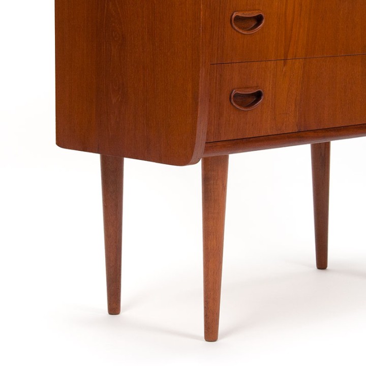 Teakhouten vintage Deense ladekast met ronde vorm