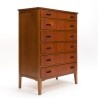 Deense vintage ladekast met 6 lades met slotjes