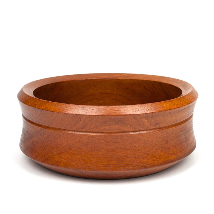 Large thick-walled vintage teak bowl