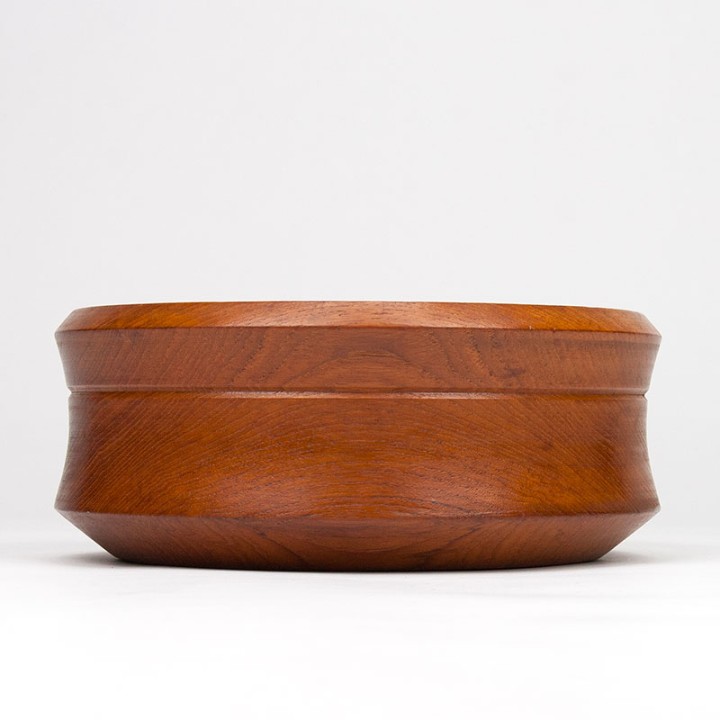 Large thick-walled vintage teak bowl