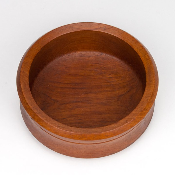 Large thick-walled vintage teak bowl