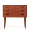 Deense kleine strak model vintage teakhouten ladekast