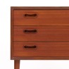 Deense kleine strak model vintage teakhouten ladekast