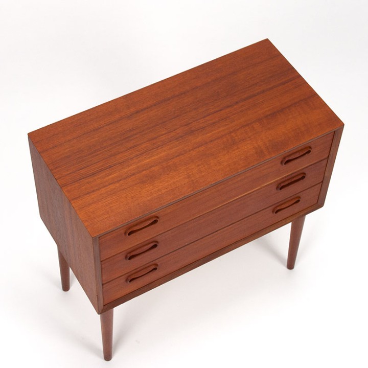 Small sleek Danish vintage teak chest of drawers