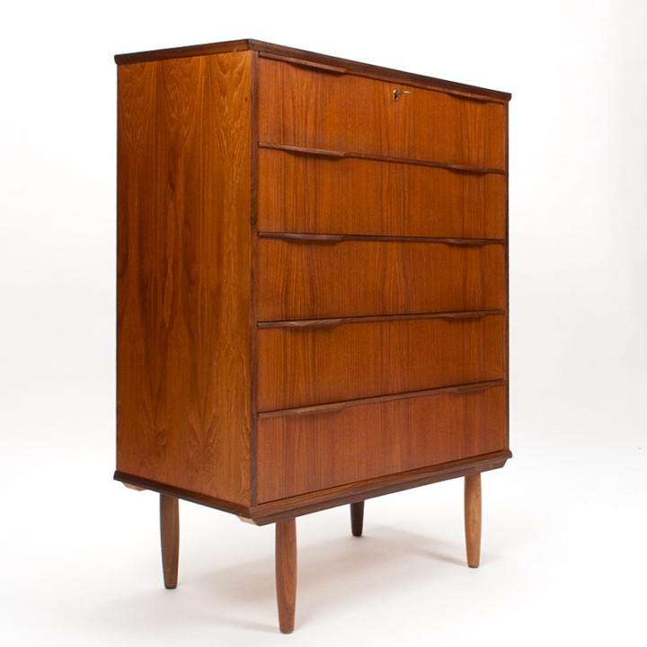 Mid-Century teakhouten Deense Esjing Møbelfabrik ladekast