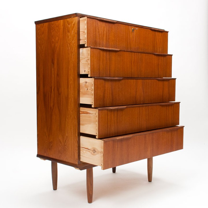 Mid-Century teakhouten Deense Esjing Møbelfabrik ladekast