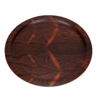 Large round Mid-Century rosewood serving tray
