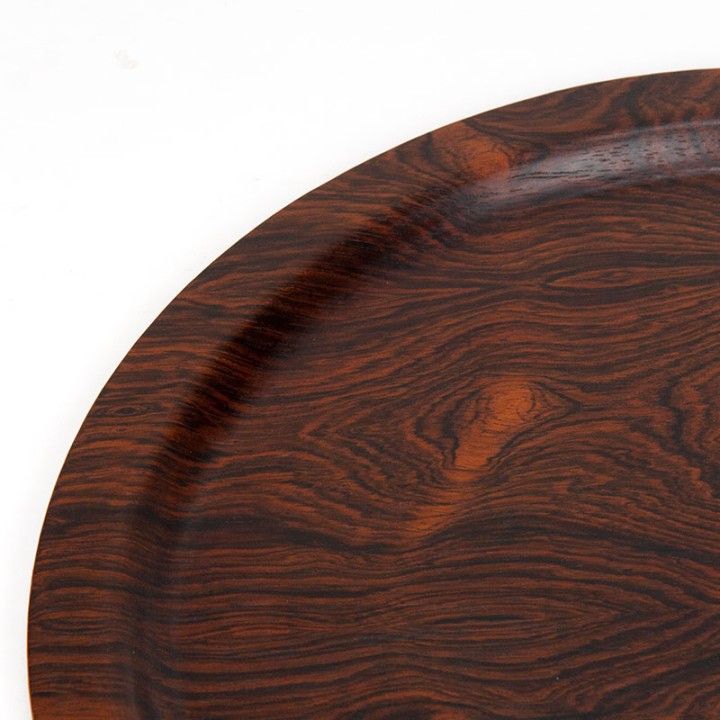 Groot rond model Mid-Century dienblad in palissander