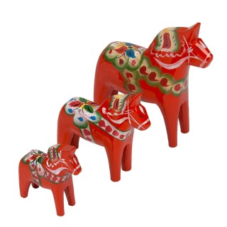 Set of 3 Mid-Century vintage Dala horses