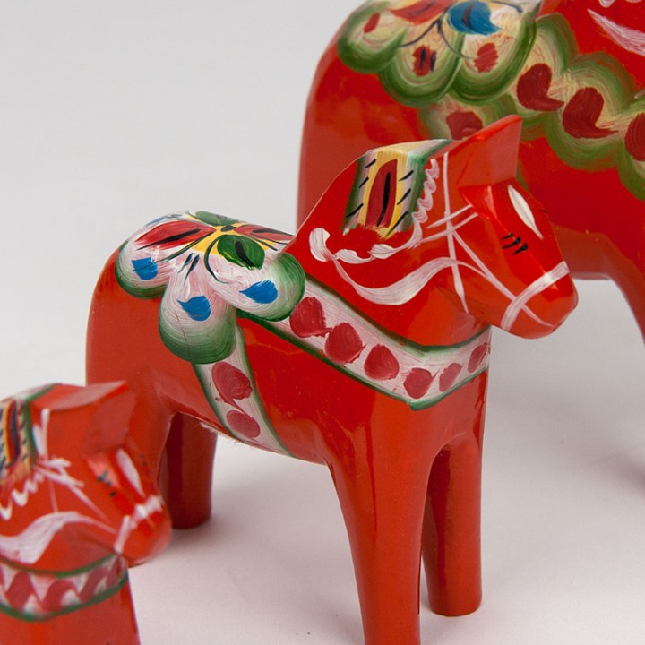Set of 3 Mid-Century vintage Dala horses