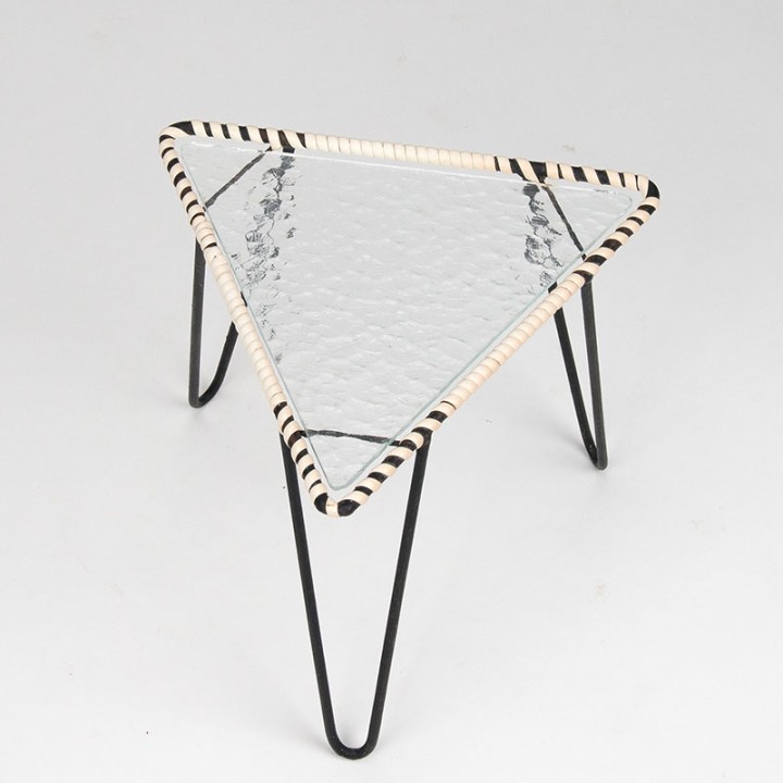 1950s vintage plant stand with a glass top