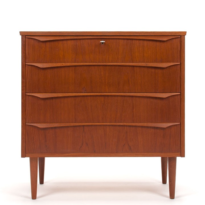 Vintage Danish teak chest of drawers with stylish handle