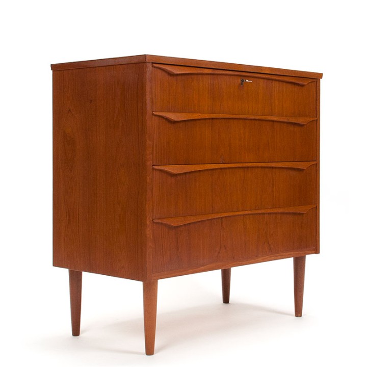 Vintage Danish teak chest of drawers with stylish handle
